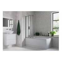 815x1400mm Framed Four Fold Bath Screen (6mm) - Chrome