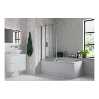 Bath Screen DIBS0102 815x1400mm Framed Four Fold Bath Screen (6mm) - Chrome