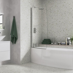 900x1500mm Space Saver Bath Screen (6mm) - Chrome