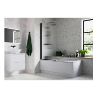Fluted 800x1500mm Single Straight Bath Screen (5mm) - Matt Black
