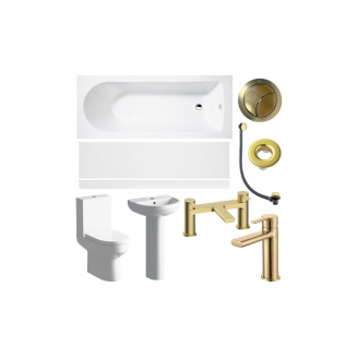 Bathroom Suites DIGSP116 Laurus Full Suite & Bath with Brushed Brass Finishes Bathroom Suites DIGSP116 Laurus Full Suite & Bath with Brushed Brass Finishes