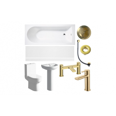 Laurus Full Suite & Bath with Brushed Brass Finishes