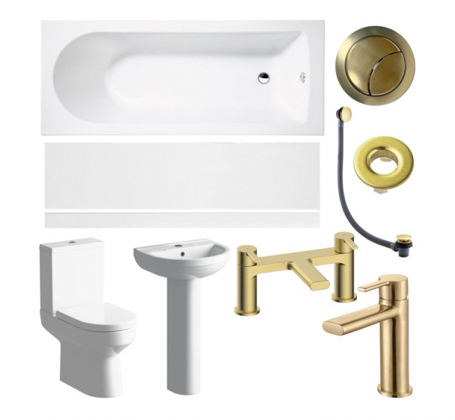 Bathroom Suites DIGSP116 Laurus Full Suite & Bath with Brushed Brass Finishes