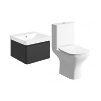 Cosmos 500mm Basin Unit & Rimless Close Coupled WC Pack - Matt Black Cosmos 500mm Basin Unit & Rimless Close Coupled WC Pack - Matt Black