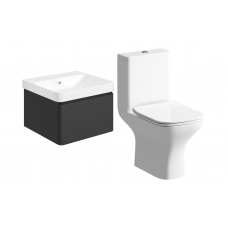 Cosmos 500mm Basin Unit & Rimless Close Coupled WC Pack - Matt Black