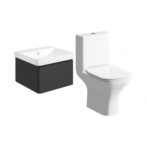 Cosmos 500mm Basin Unit & Rimless Close Coupled WC Pack - Matt Black