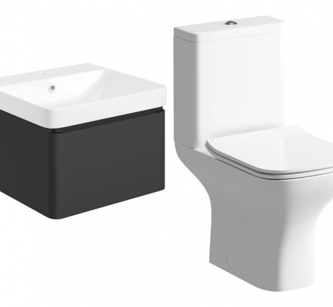 Furniture Pack DIFTP5678 Cosmos 500mm Basin Unit & Rimless Close Coupled WC Pack - Matt Black Furniture Pack DIFTP5678 Cosmos 500mm Basin Unit & Rimless Close Coupled WC Pack - Matt Black
