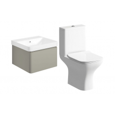 Cosmos 500mm Basin Unit & Rimless Close Coupled WC Pack - Matt Latte