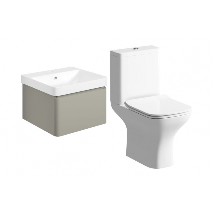Cosmos 500mm Basin Unit & Rimless Close Coupled WC Pack - Matt Latte Cosmos 500mm Basin Unit & Rimless Close Coupled WC Pack - Matt Latte