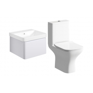 Furniture Pack DIFTP5674 Cosmos 500mm Basin Unit & Rimless Close Coupled WC Pack - Matt White Furniture Pack DIFTP5674 Cosmos 500mm Basin Unit & Rimless Close Coupled WC Pack - Matt White