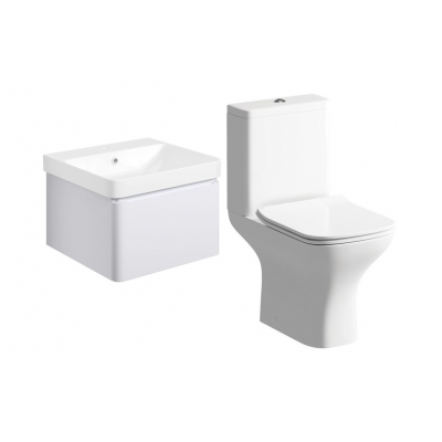 Cosmos 500mm Basin Unit & Rimless Close Coupled WC Pack - Matt White