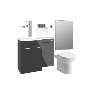 Venosa 1000mm Furniture & BTW WC Pack - Anthracite Gloss (LH)