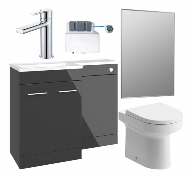 Venosa 1000mm Furniture & BTW WC Pack - Anthracite Gloss (RH) Venosa 1000mm Furniture & BTW WC Pack - Anthracite Gloss (RH)