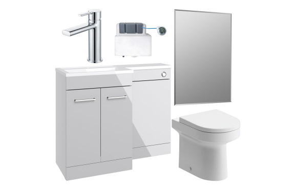 Venosa 1000mm Furniture & BTW WC Pack - Grey Gloss (LH)