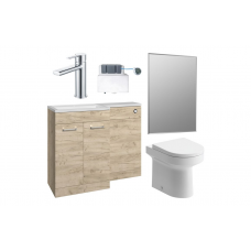 Venosa 1000mm Furniture & BTW WC Pack - Oak (LH)