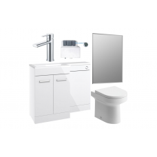Venosa 1000mm Furniture & BTW WC Pack - White Gloss (LH)