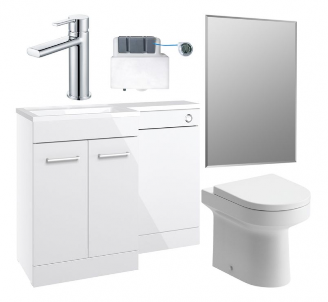 Venosa 1000mm Furniture & BTW WC Pack - White Gloss (LH)