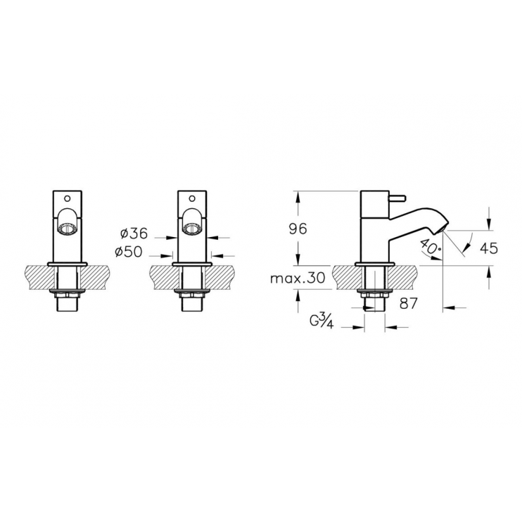 VitrA Minimax S Bath Pillar Taps- Chrome