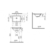 VitrA S20 500x370mm 0TH Undercounter Basin - White
