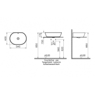 VitrA Geo 545x400mm 0TH Basin w/Overflow - White