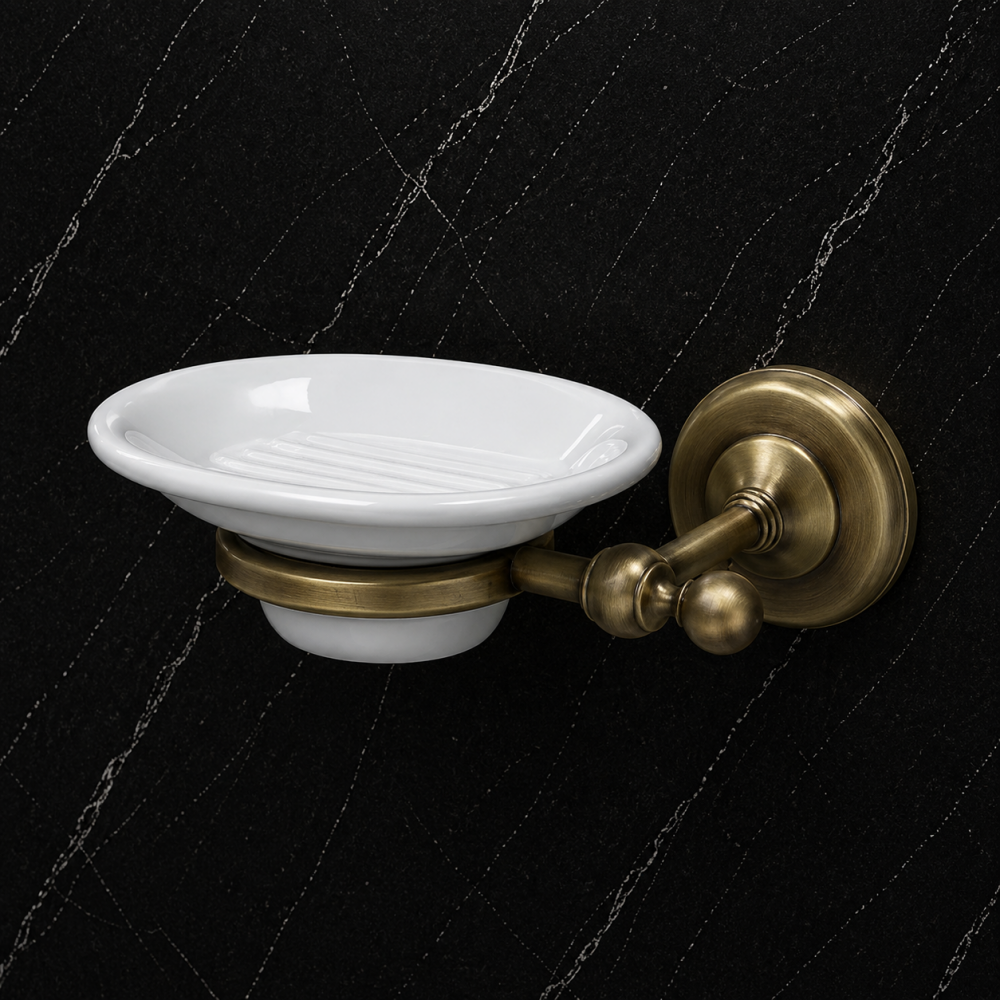 Origins Living Albany Bathroom Wall Fittings ALB-112001-AB Origins Living Albany Soap Dish - Aged Brass/White ALB-112001-AB Bathroom Wall Fitting
