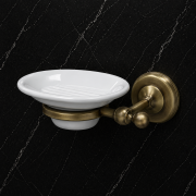 Origins Living Albany Soap Dish - Aged Brass/White ALB-112001-AB Bathroom Wall Fitting