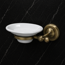 Origins Living Albany Soap Dish - Aged Brass/White ALB-112001-AB Bathroom Wall Fitting