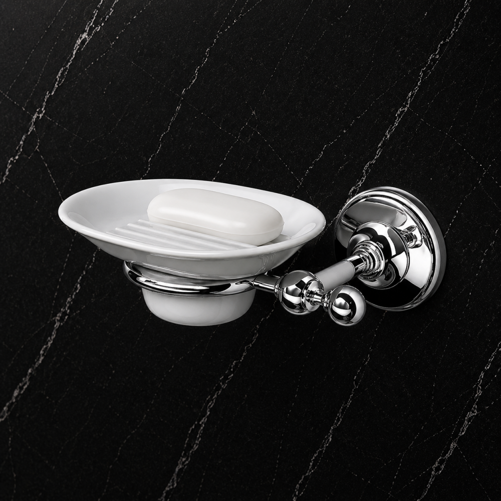 Origins Living Albany Bathroom Wall Fittings ALB-112001-CH Origins Living Albany Soap Dish - Chrome/White ALB-112001-CH Bathroom Wall Fitting