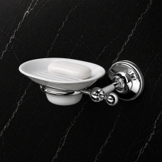 Origins Living Albany Soap Dish - Chrome/White ALB-112001-CH Bathroom Wall Fitting