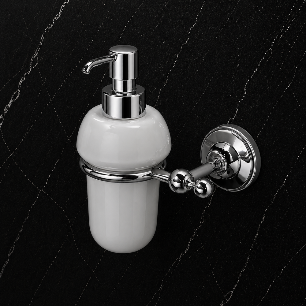 Origins Living Albany Bathroom Wall Fittings ALB-113001-CH Origins Living Albany Soap Dispenser - Chrome/White ALB-113001-CH Bathroom Wall Fitting