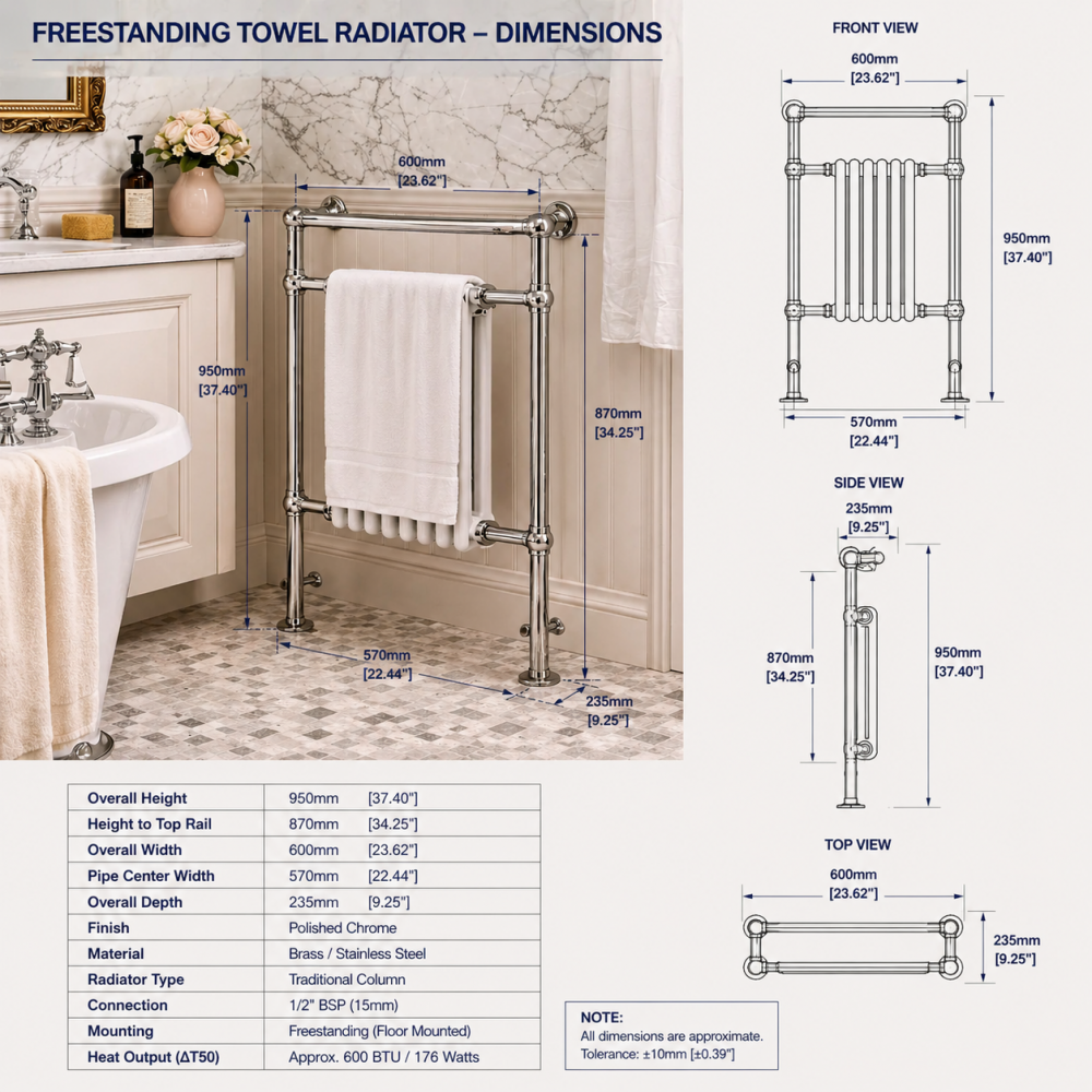 Traditional Radiators DIRA0218 Eterno Traditional Radiator (673x965x230mm) - White