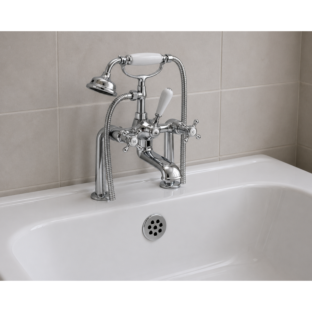 Traditional Bathroom Taps in Chrome DITB2228 Bordon Bath/Shower Mixer - Chrome