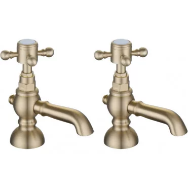 Traditional Bathroom Taps in Gold DITS2048 Tadlow Basin Pillar Taps - Brushed Brass