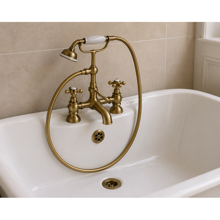 Tadlow Bath/Shower Mixer & Shower Kit - Brushed Brass