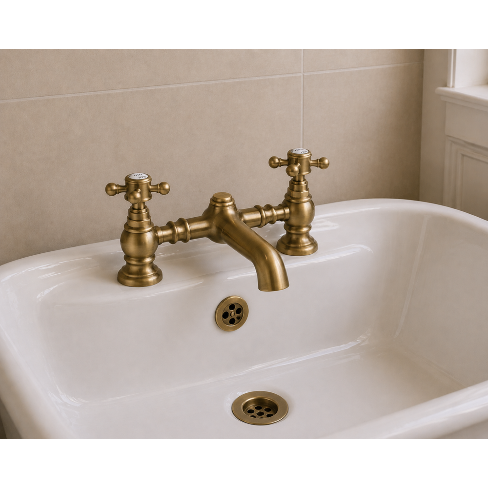 Traditional Bathroom Taps in Gold DITB1110 Tadlow Bath Filler - Brushed Brass