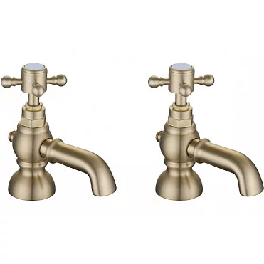 Traditional Bathroom Taps in Gold DITB2286 Tadlow Bath Pillar Taps - Brushed Brass