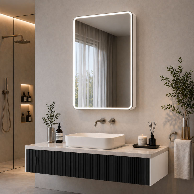 Akari 500mm 1 Door LED Mirrored Cabinet