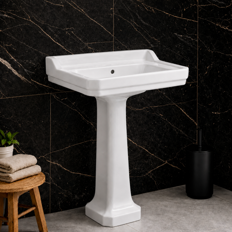 Sherbourne 600x500mm 1TH Basin & Full Pedestal