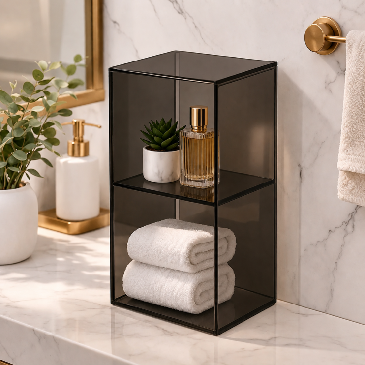 Origins Living Pier Glass 2 Box Shelf Rectangular - Black B008479