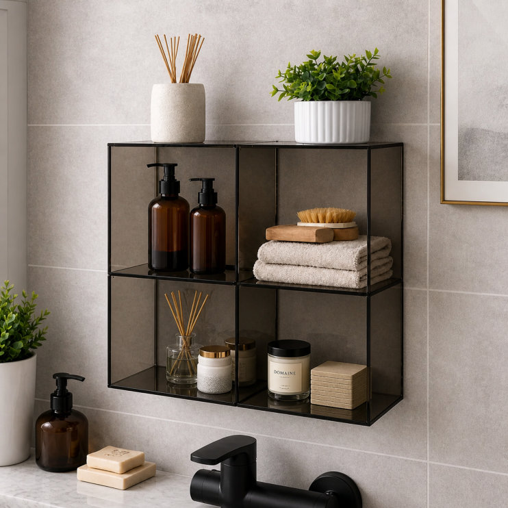 Origins Living Pier Glass 4 Box Shelf Square - Black B008530