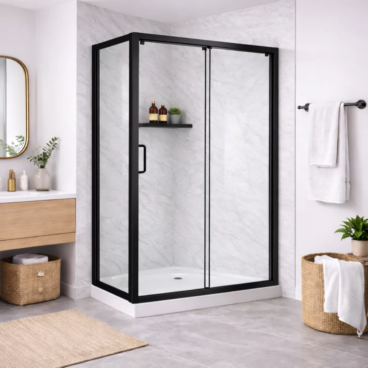 Classix 1000mm x 6mm Glass Sliding Door - Matt Black