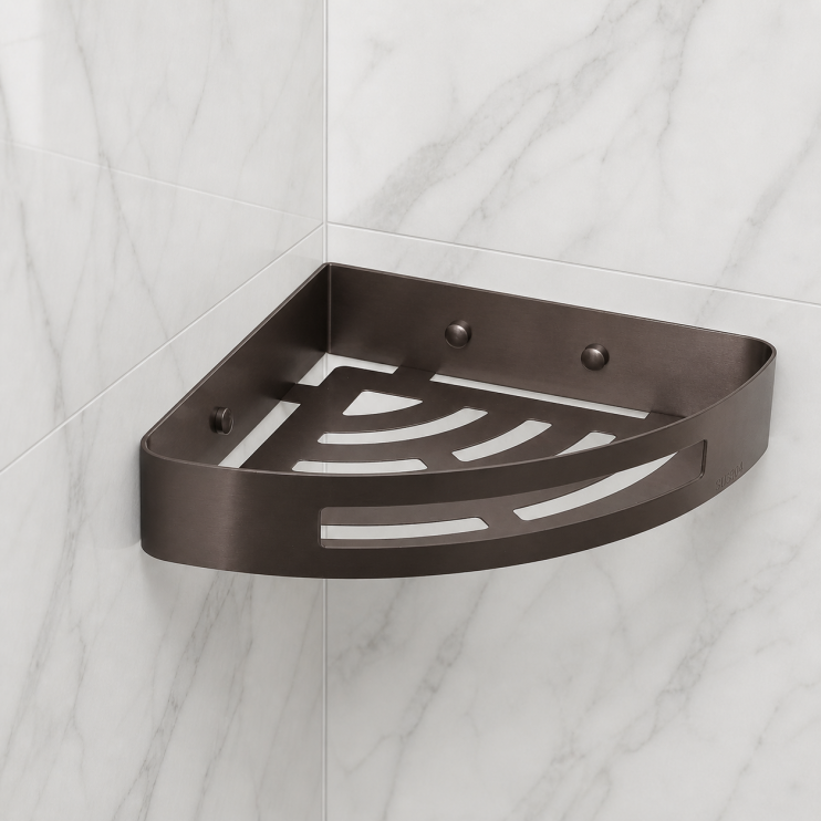 Origins Living Nerva Corner Shower Basket - Gunmetal 2479-81