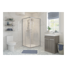 Classix 800mm x 6mm Glass Corner Entry Door - Chrome