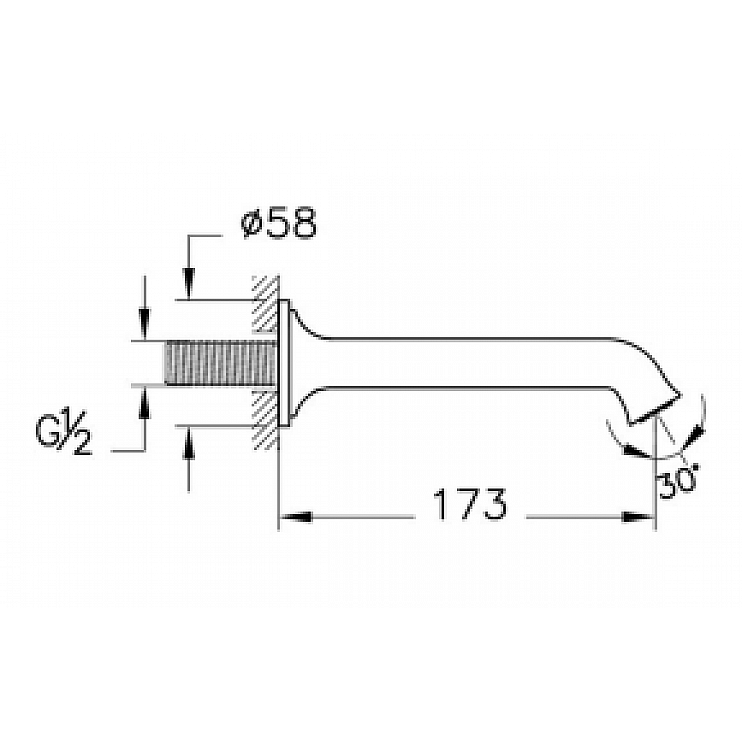 VitrA Origin Classic Wall Mounted Bath Spout - Chrome VitrA Origin Classic Wall Mounted Bath Spout - Chrome