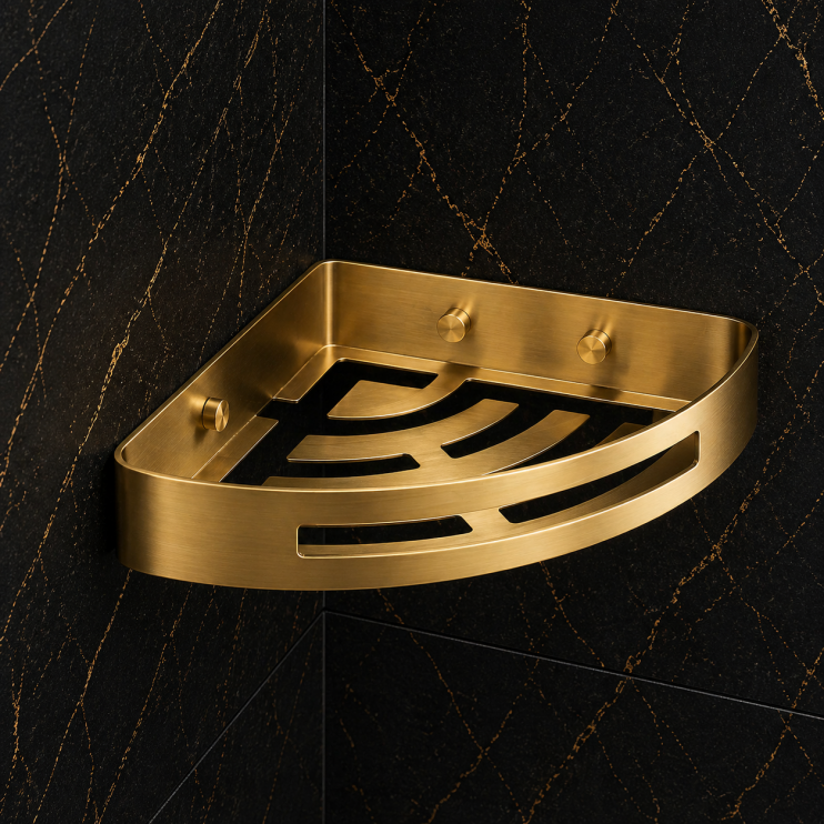 Origins Living Nerva Corner Shower Basket - Brushed Brass 2479-88