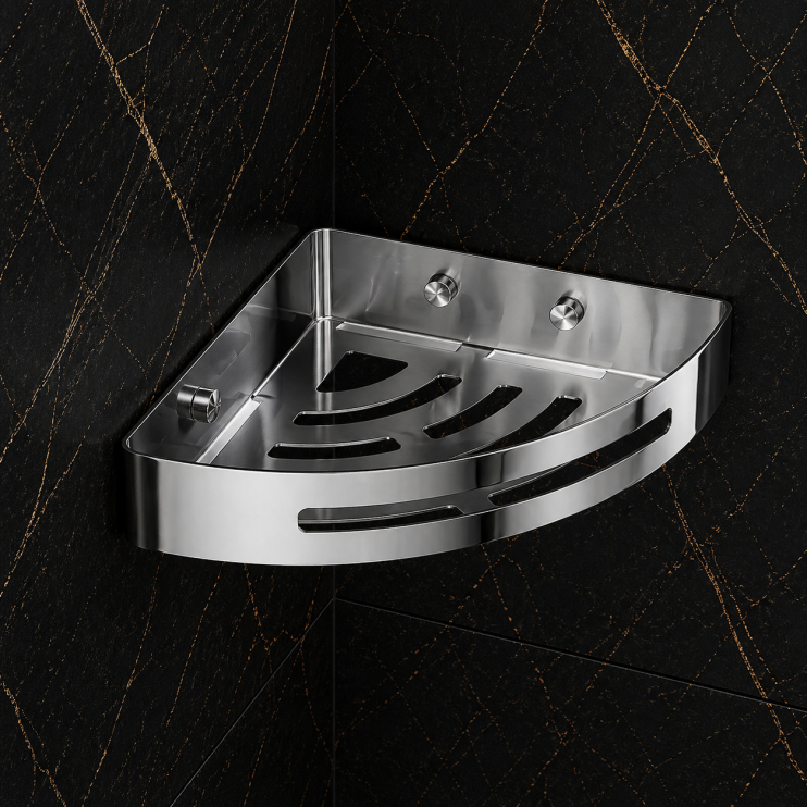 Origins Living Nerva Corner Shower Basket - Brushed Stainless Steel 2479-38