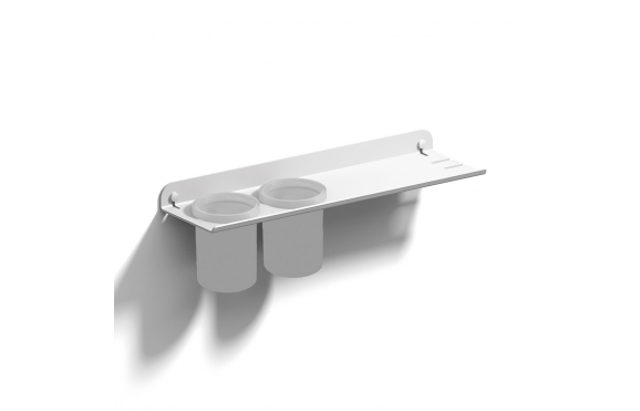 Origins Living Quick Shelf with Double Large Tumbler  - White/White Frosted 184972