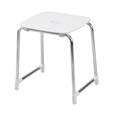 Origins Living Prima Classe Bathroom Stool - White/Chrome 6072-23 Origins Living Prima Classe Bathroom Stool - White/Chrome 6072-23
