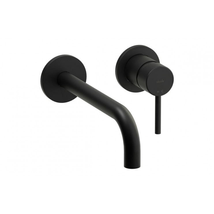 Abode Harmonie Wall Mounted Basin / Bath Mixer - Matt Black Bathroom Taps