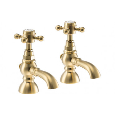 Abode Sentiment Bath Pillar Taps - Brushed Brass